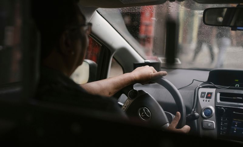 Driving view from inside a car