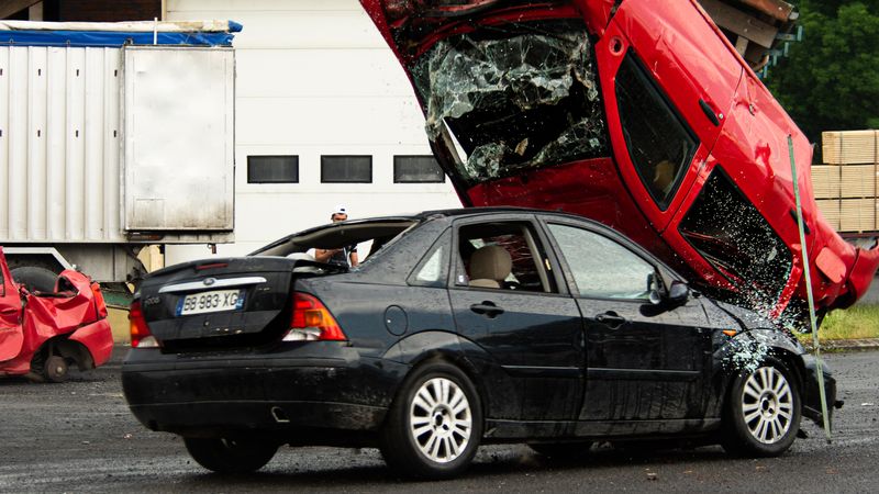 Car accident scene on the road
