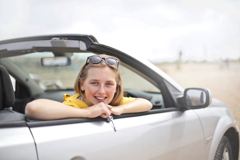 College student with car on campus