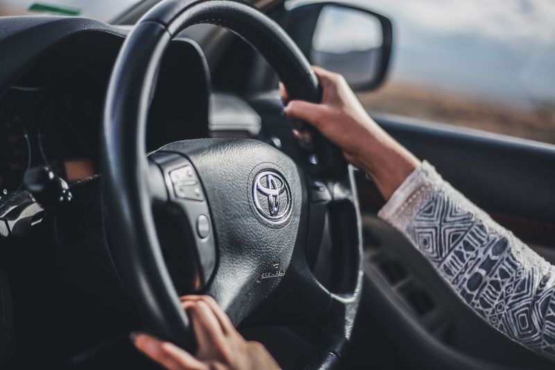 Safe driving hands on steering wheel