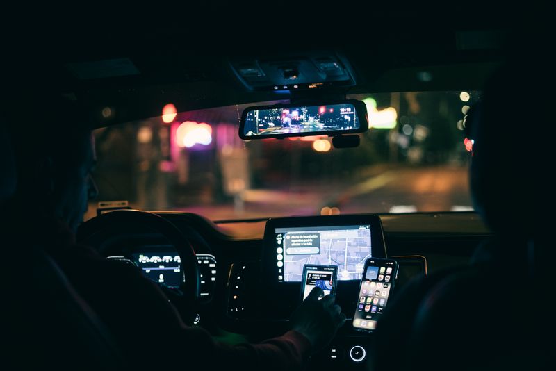 Rideshare app interface on mobile device