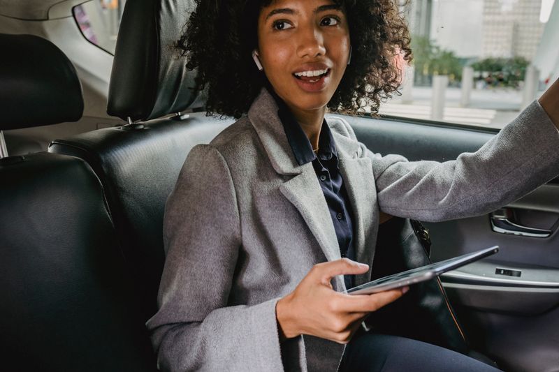Phone displaying GPS map for rideshare driving