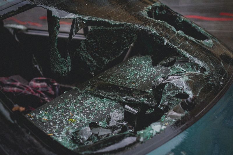 car accident scene on road