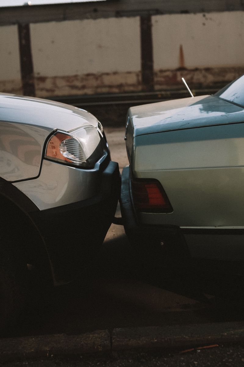 car crash scene with damaged vehicles