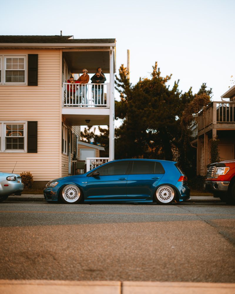 car parked on street near campus