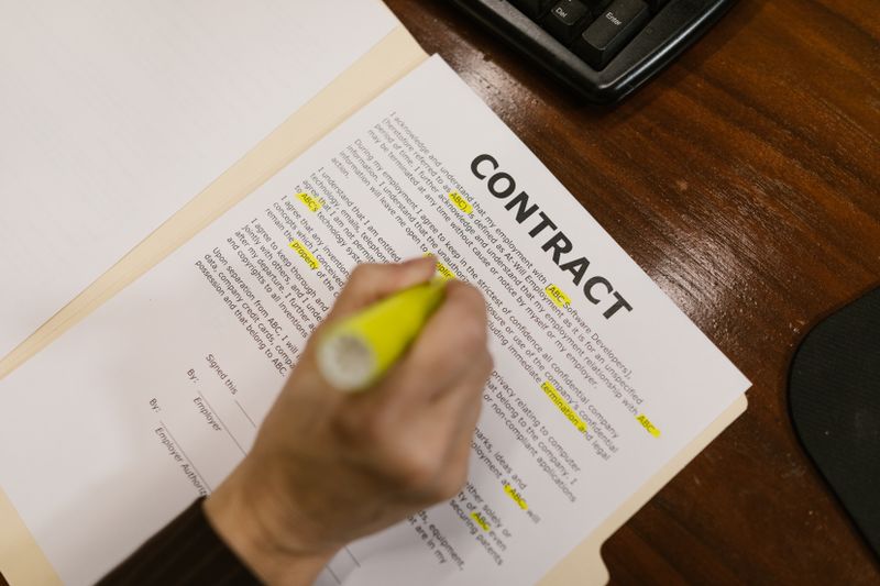 person holding documents and pen