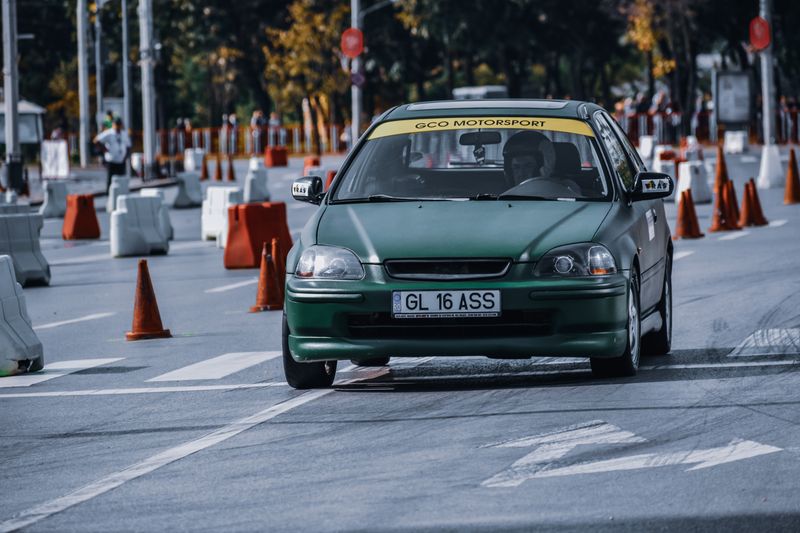 Young driver learning safe driving techniques