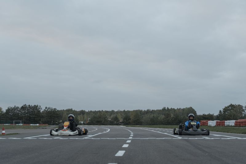 Student taking a driving safety class
