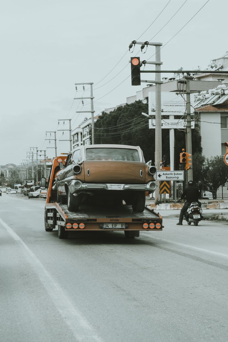 Car being towed after breakdown
