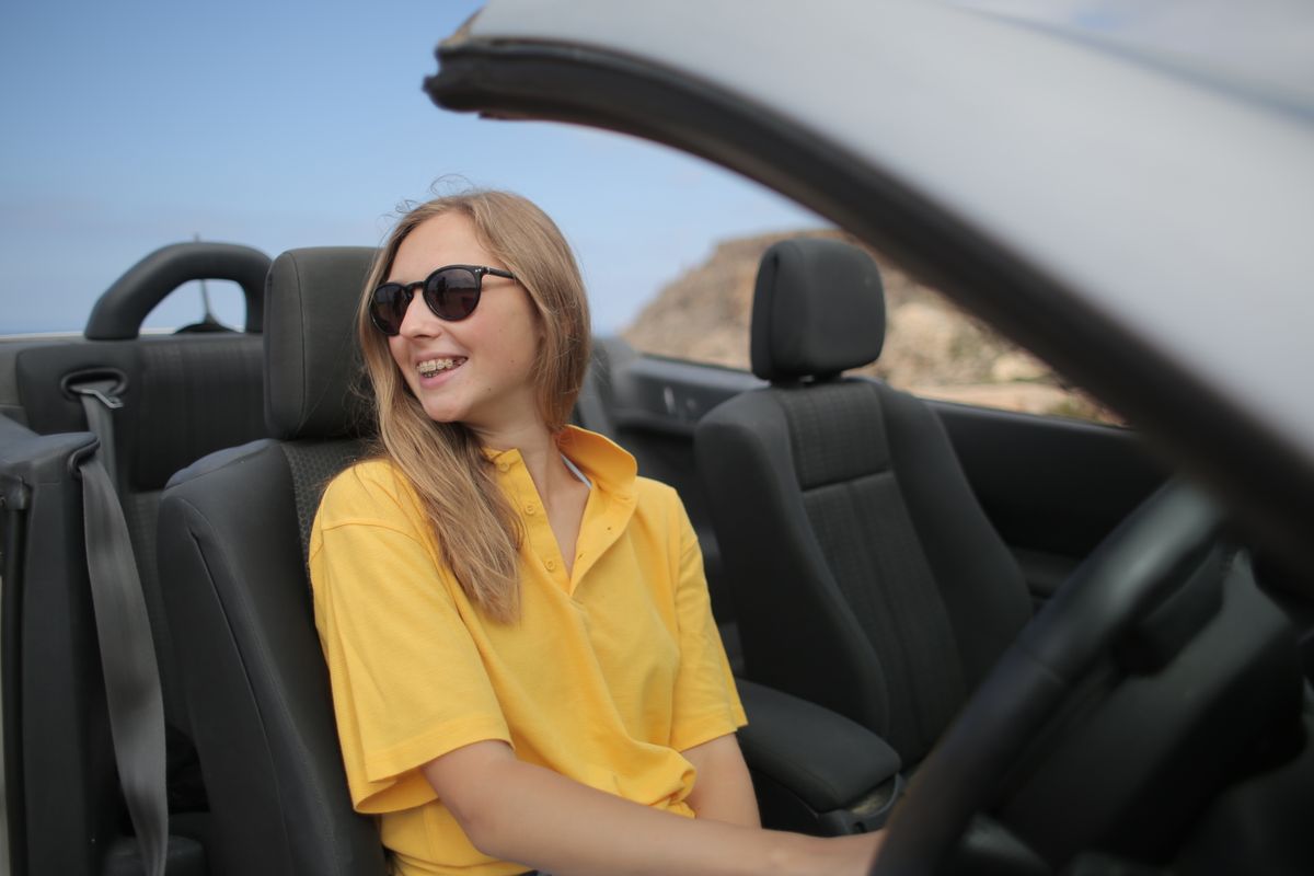 Young driver portrait