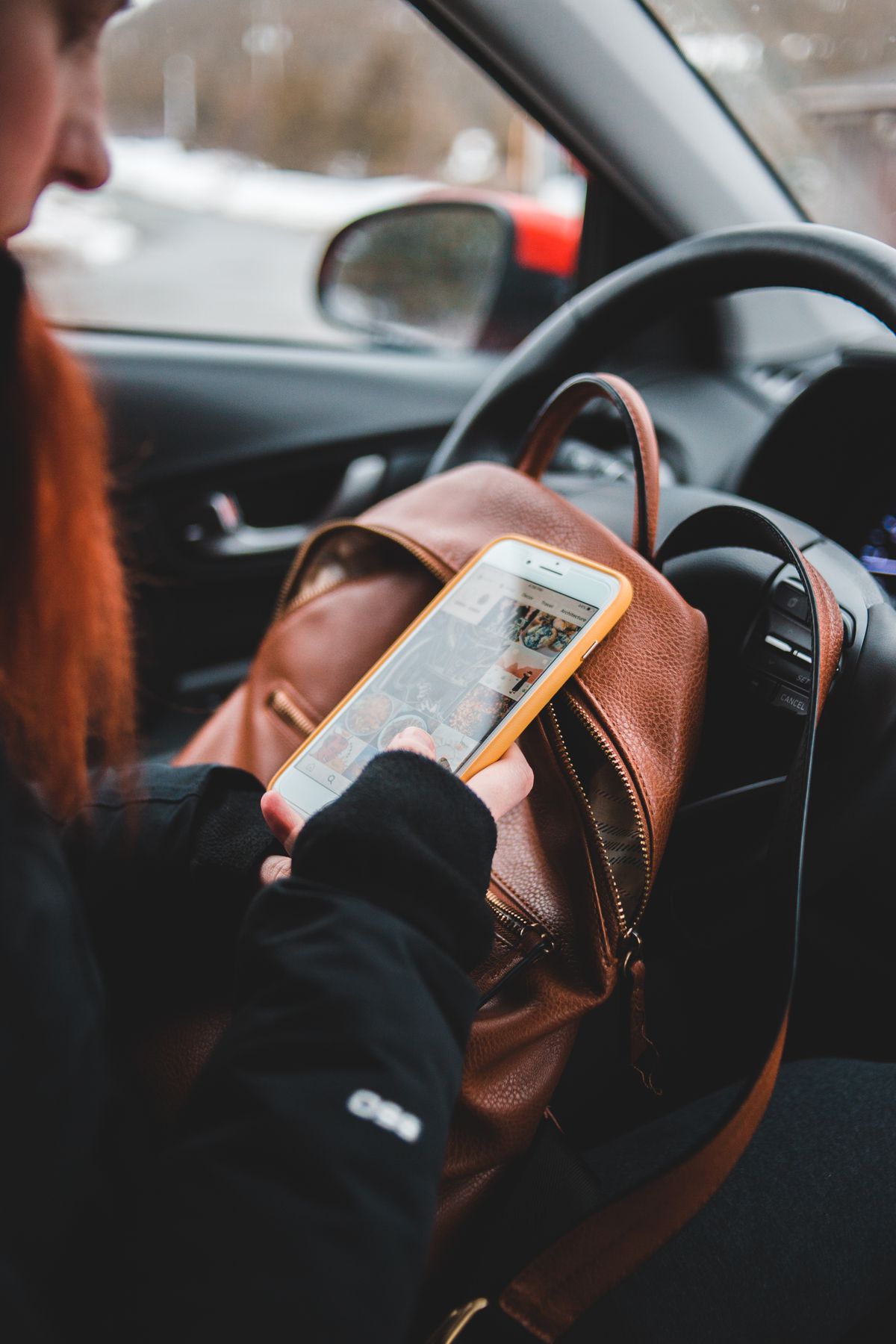 Smartphone showing a driving app
