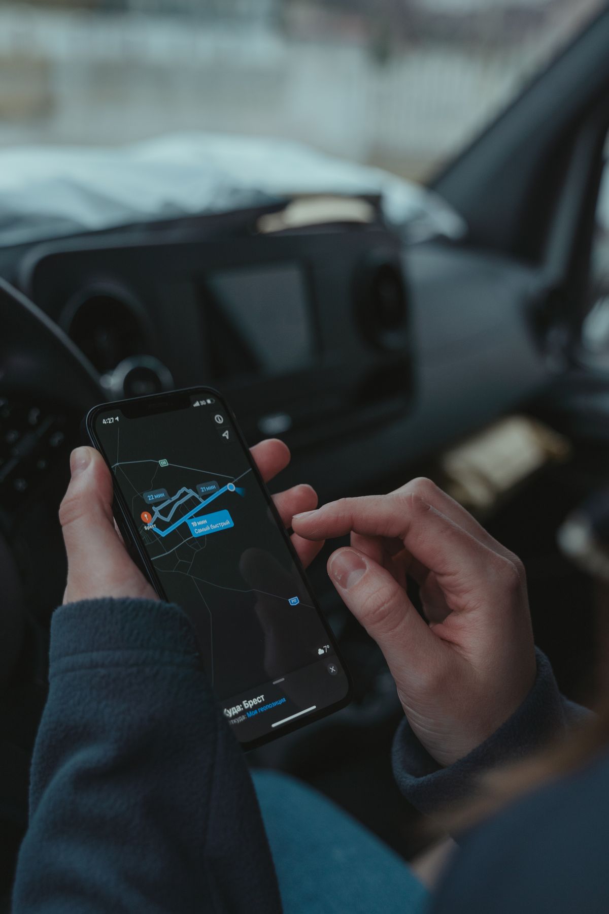 Smartphone showing a driving safety app