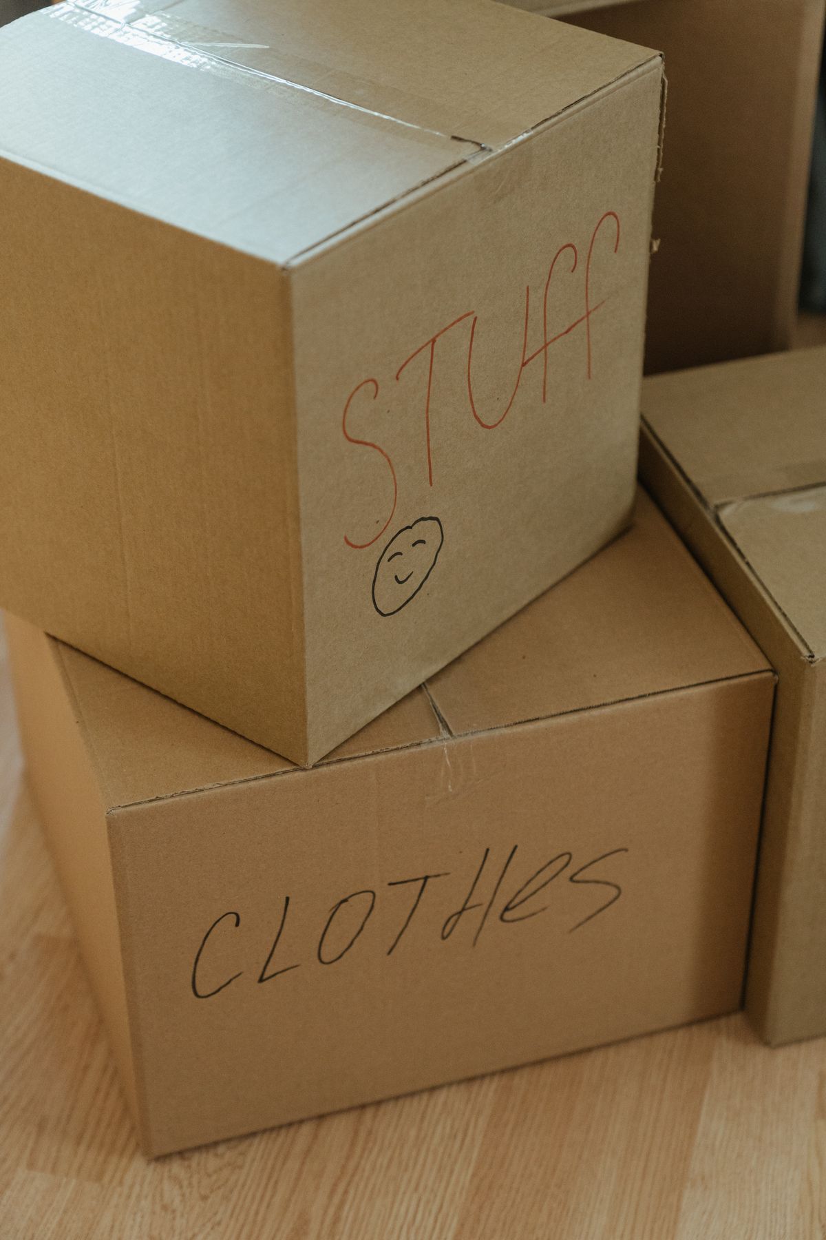 Packed boxes for relocation