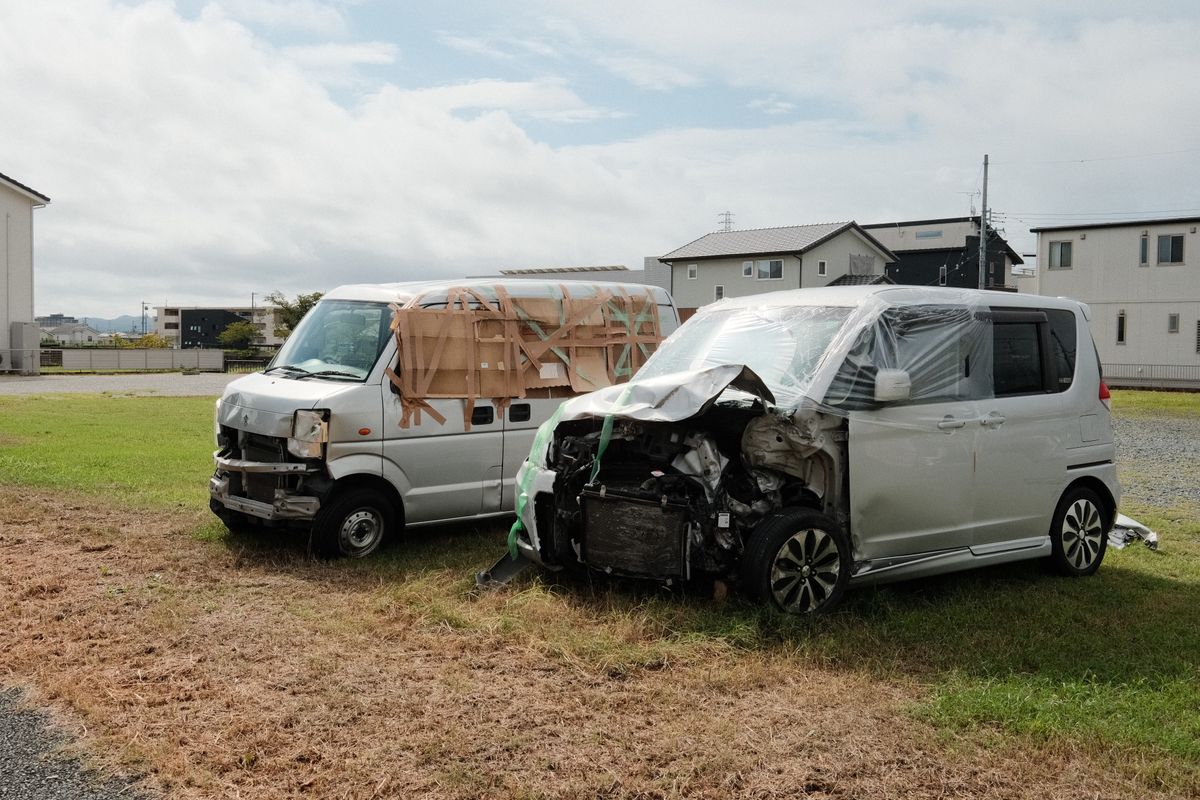 Two cars in a crash