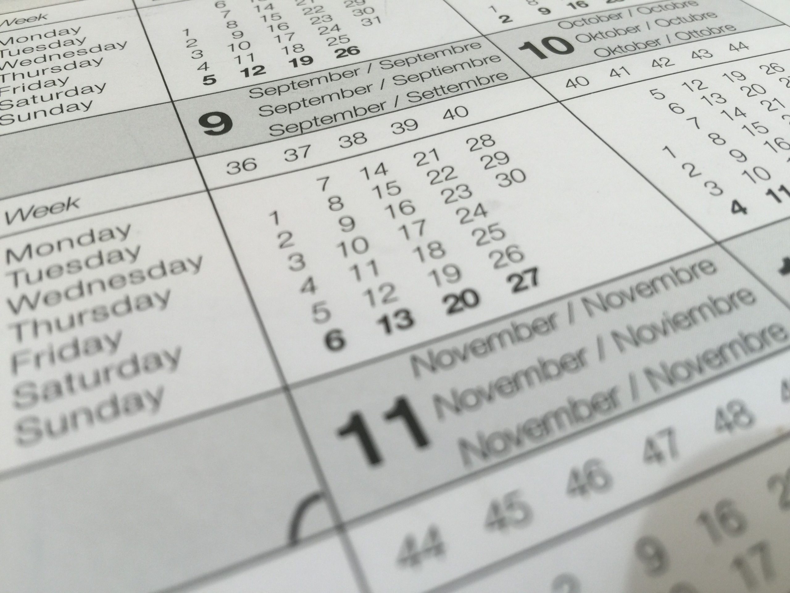 Calendar on desk