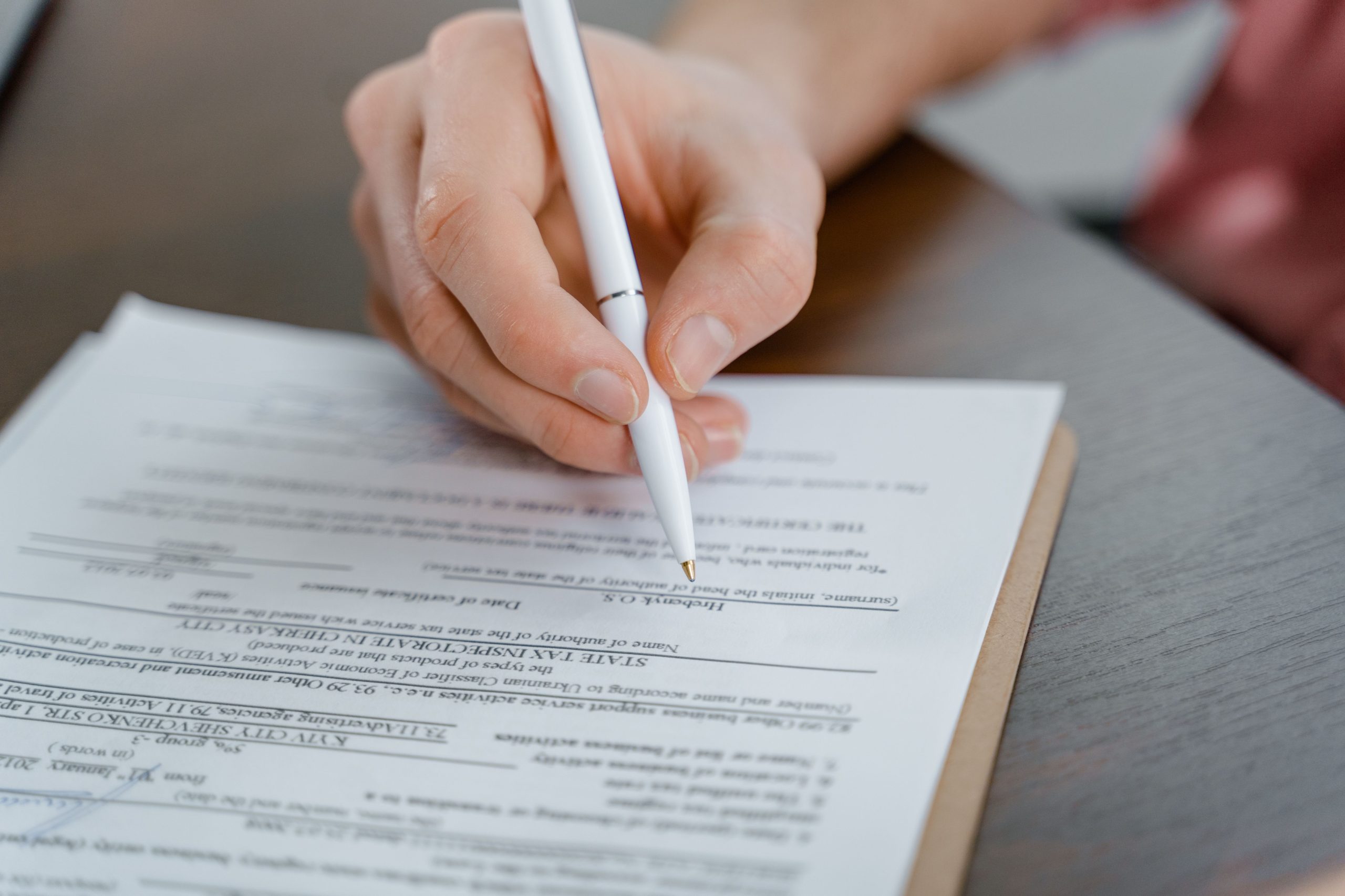 Filling out a document