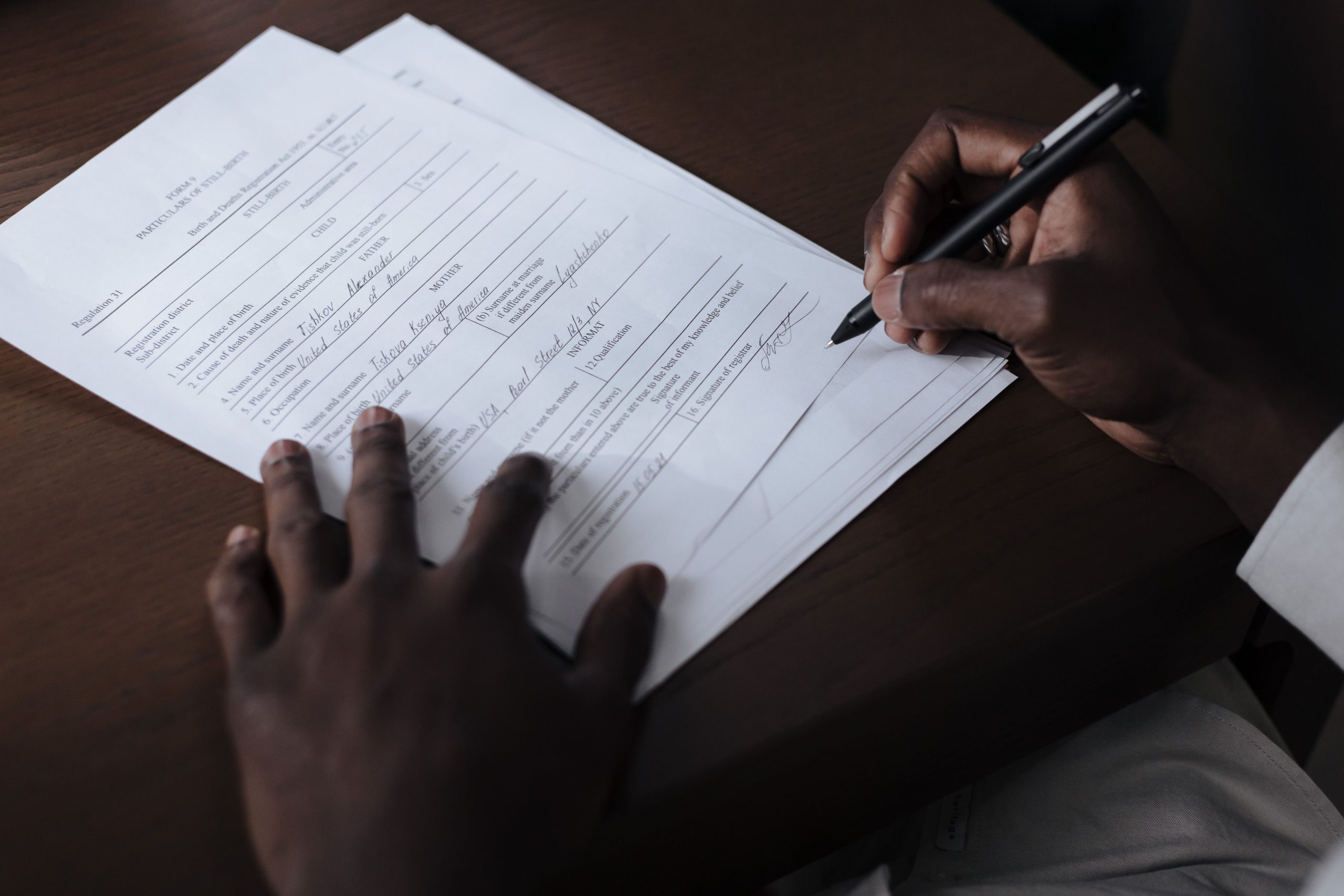 Formal paperwork on desk