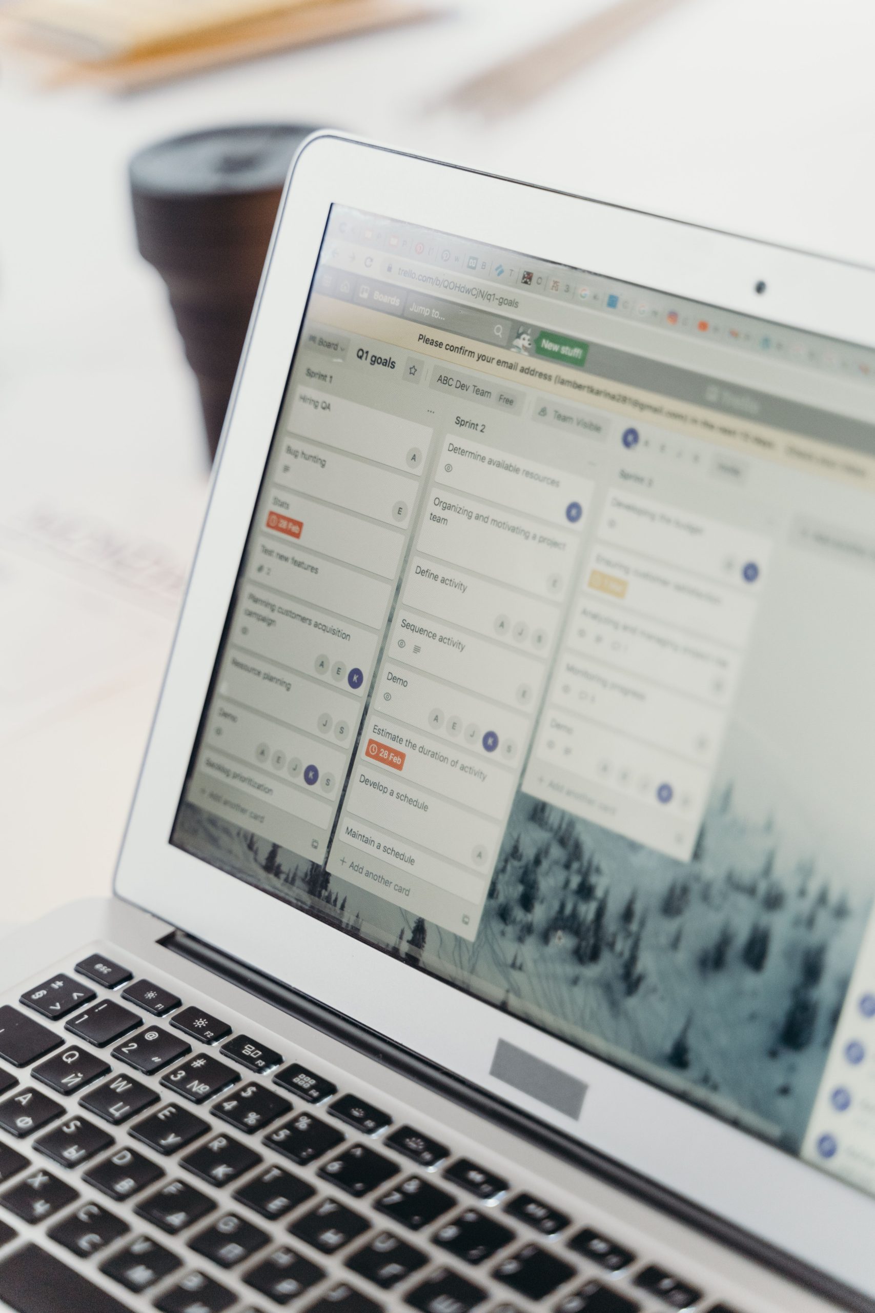 Online document on screen