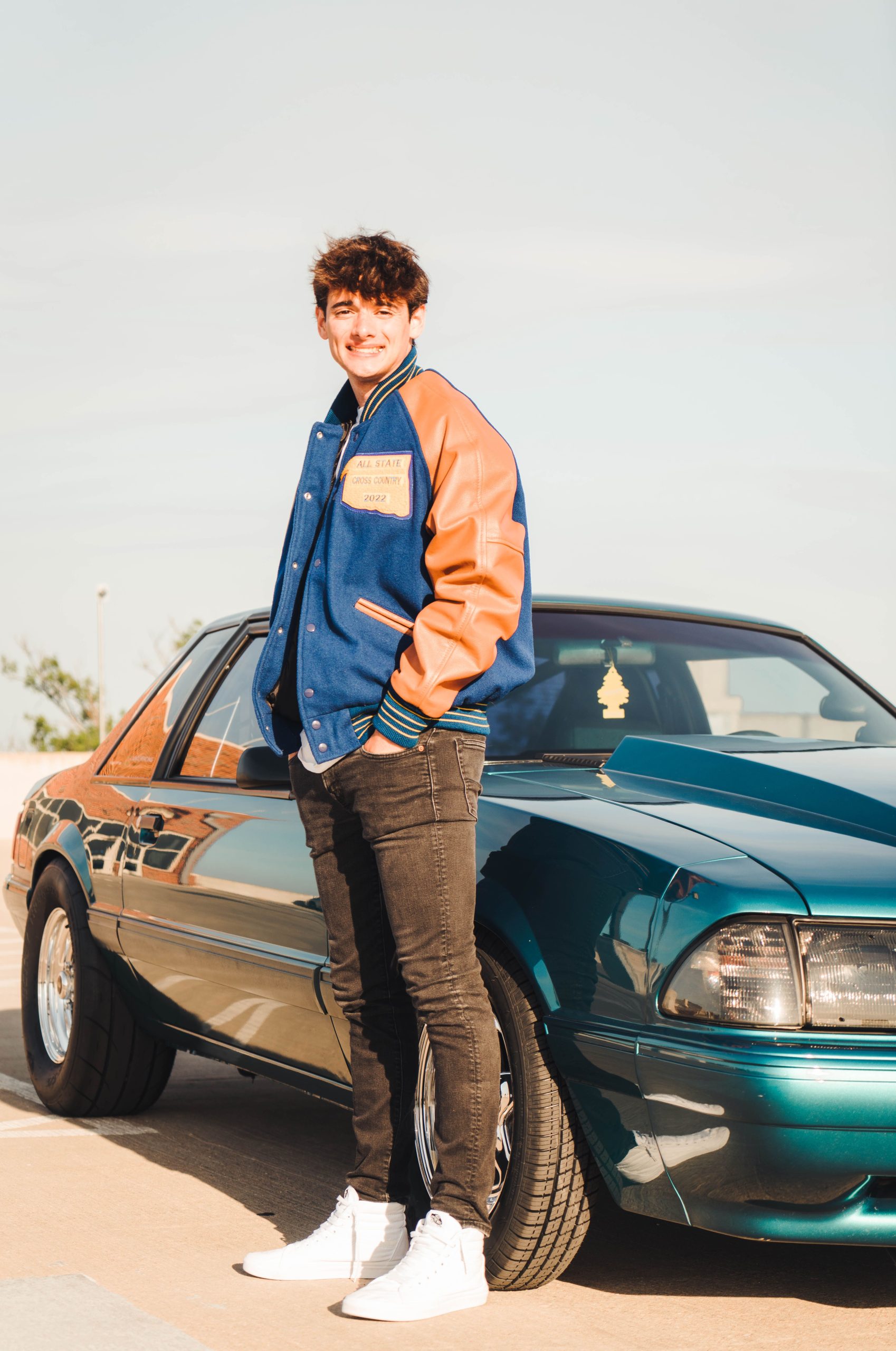 College student at car