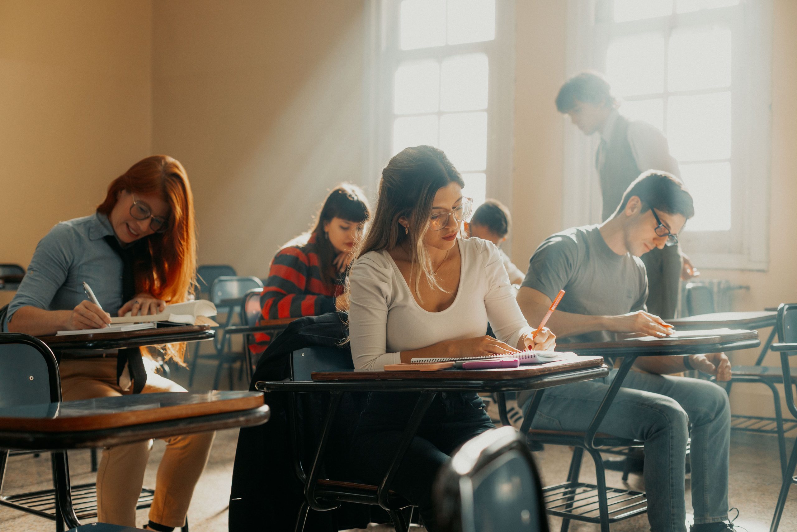 Student studying at desk