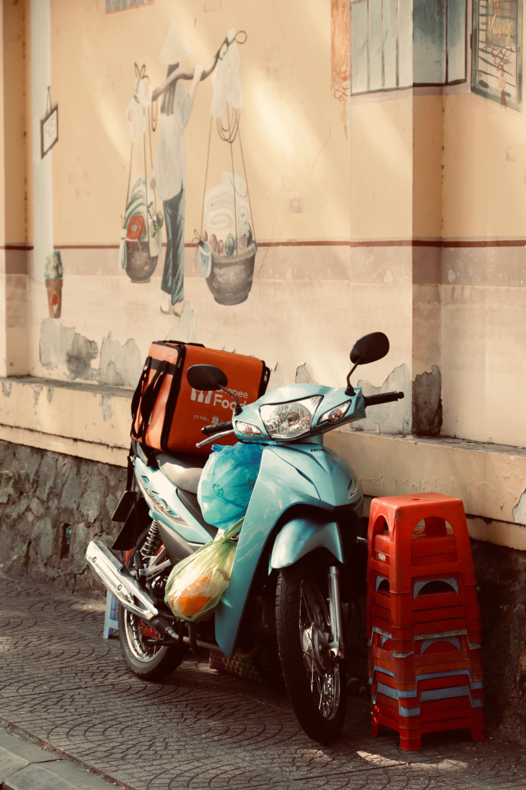 Food delivery scooter rider