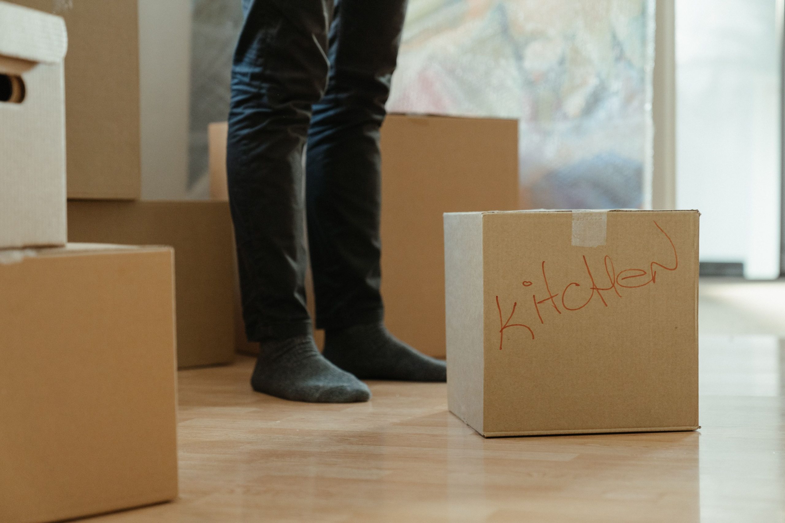 Boxes packed for moving to college out of state