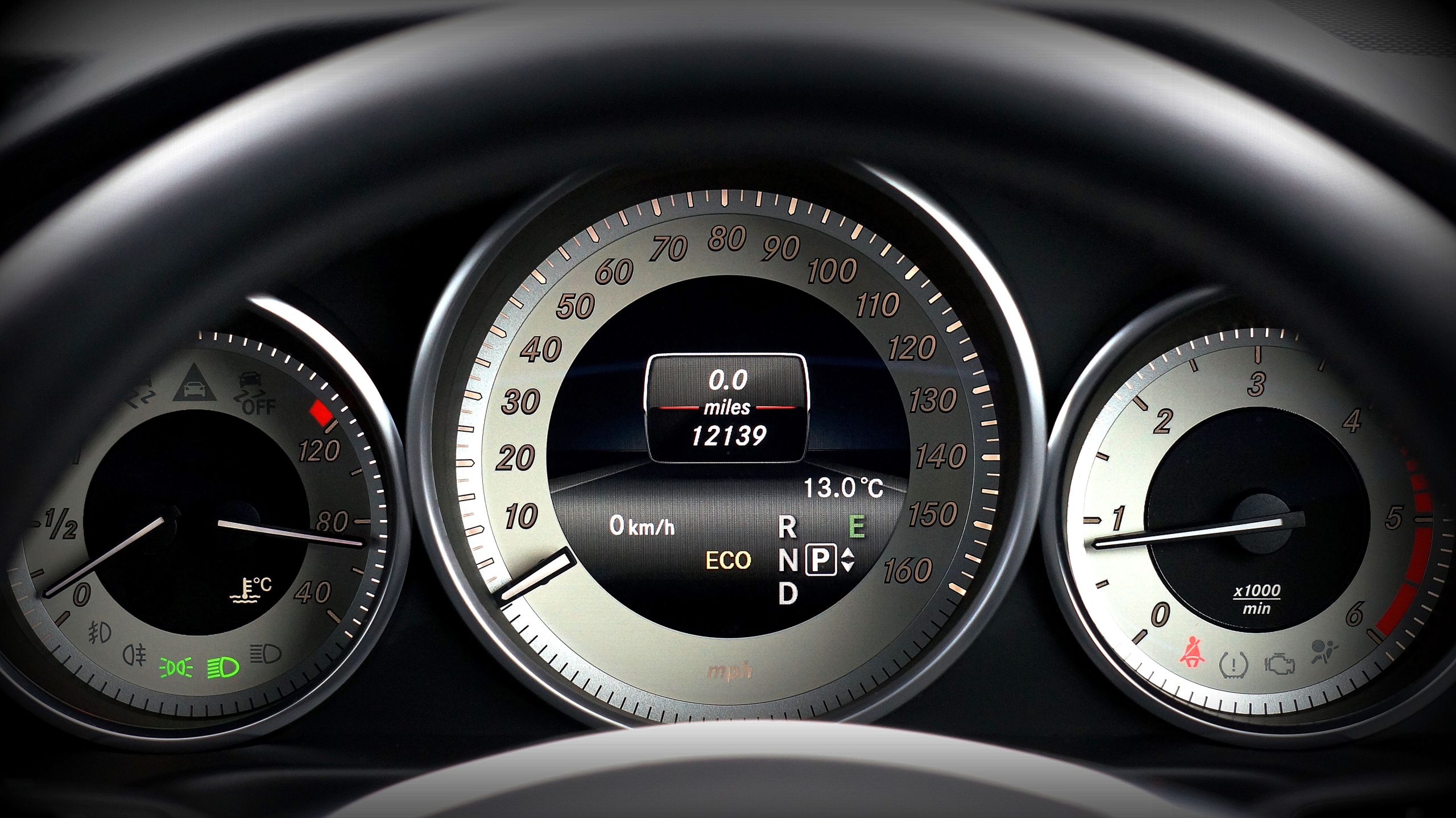 Car dashboard with odometer