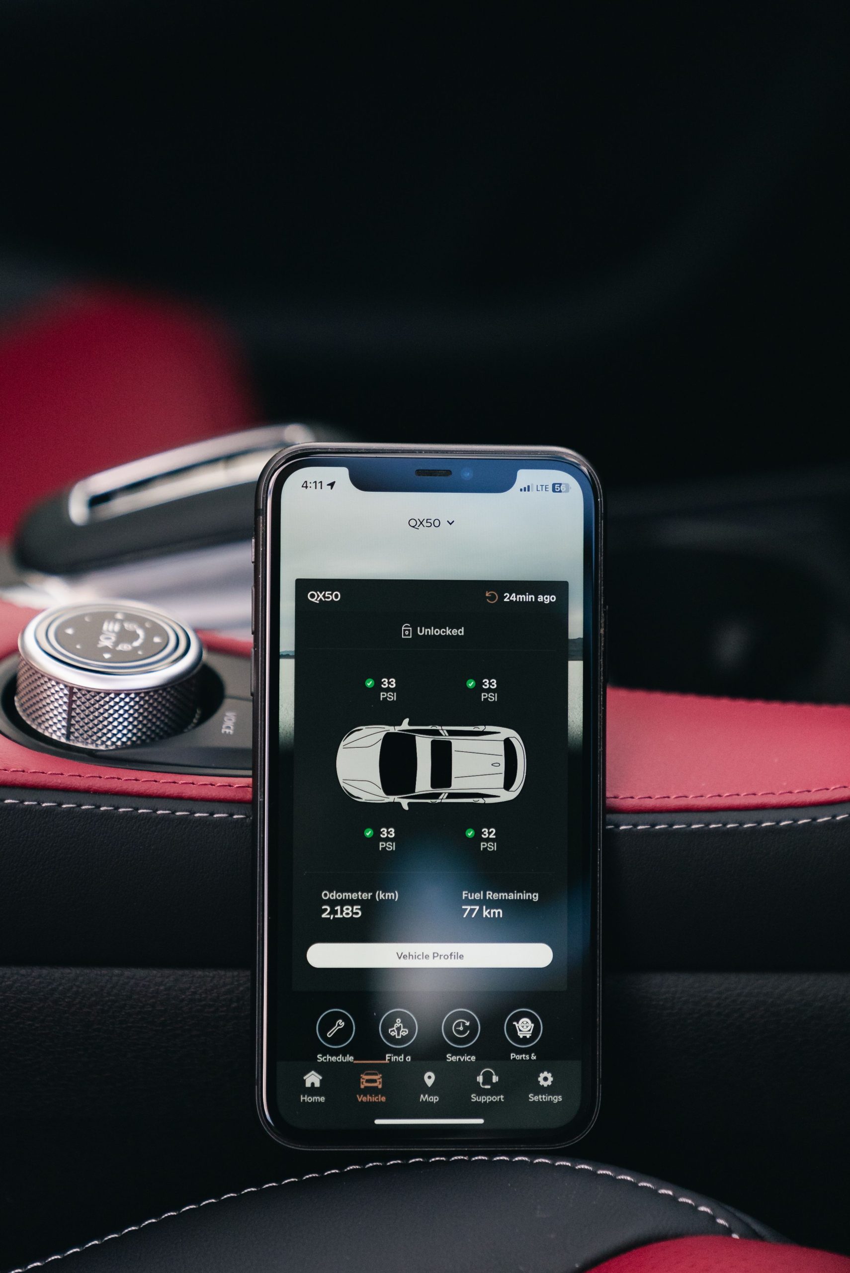 Smartphone showing a car insurance app