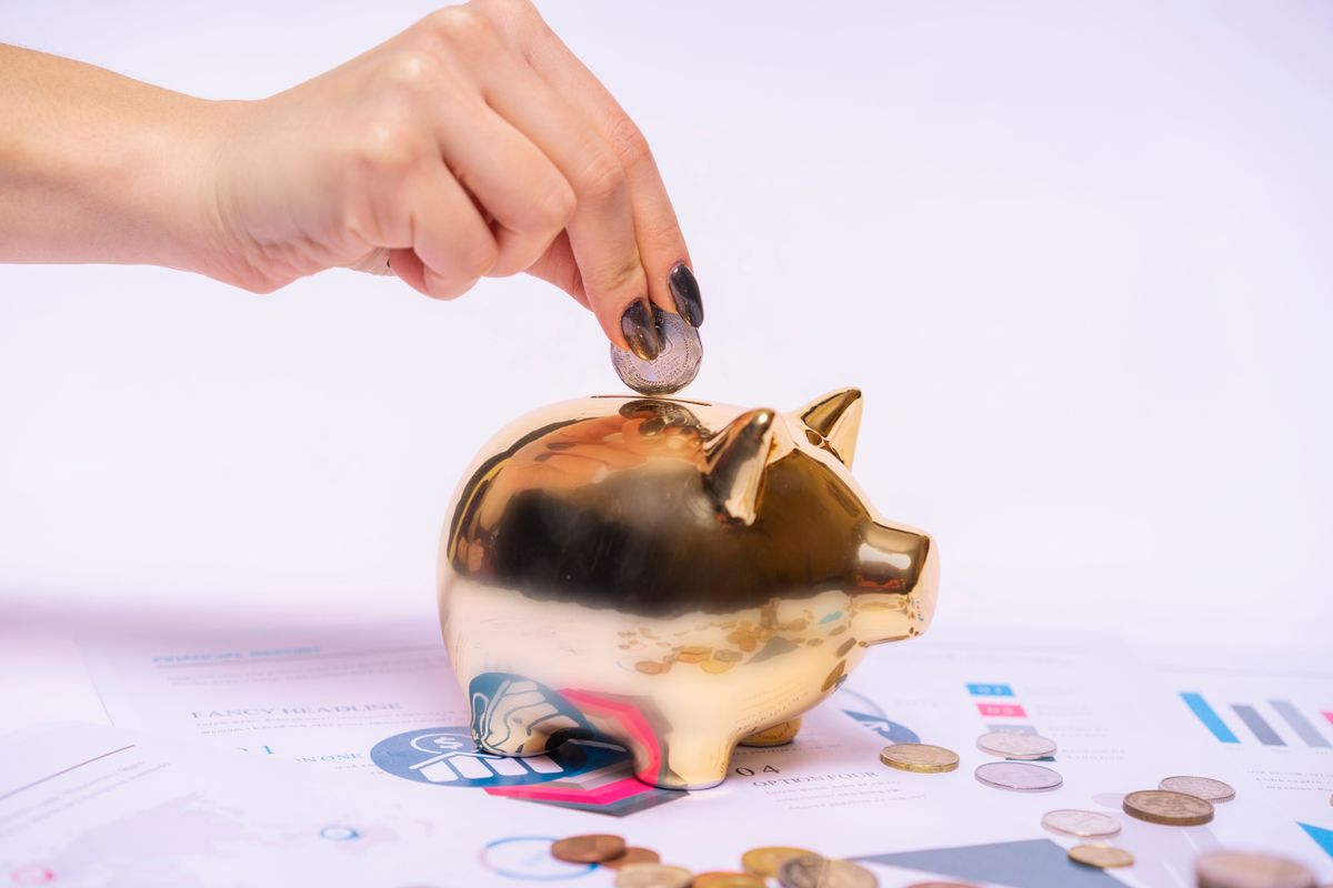 Coins saved in a glass jar
